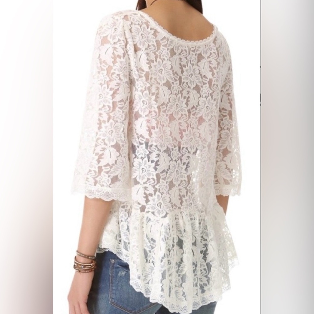 Free People Cream Lace Tunic - Picture 2 of 8